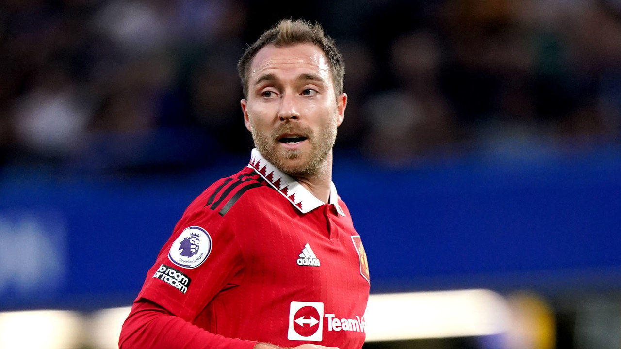 Manchester United's Christian Eriksen during the Premier League match at Stamford Bridge, London. Picture date: Saturday October 22, 2022.