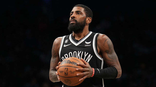 BROOKLYN, NY - OCTOBER 27: Kyrie Irving #11 of the Brooklyn Nets prepares to shoot a free throw during the game against the Dallas Mavericks on October 27, 2022 at Barclays Center in Brooklyn, New York. Mandatory Copyright Notice: Copyright 2022 NBAE