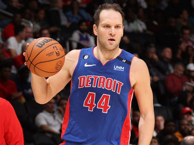 WASHINGTON, DC - OCTOBER 25: Bojan Bogdanovic #44 of the Detroit Pistons dribbles the ball during the game against the Washington Wizards on October 25, 2022 at Capital One Arena in Washington, DC. Mandatory Copyright Notice: Copyright 2022 NBAE