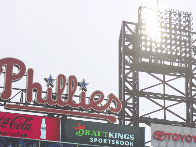 PHILADELPHIA, PENNSYLVANIA - SEPTEMBER 11: A telecast of a Philadelphia Eagles and Detroit Lions game is seen during a rain delayed game between the Washington Nationals and Philadelphia Phillies at Citizens Bank Park on September 11, 2022 in Philadelphia, Pennsylvania.