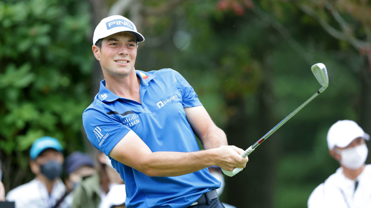 INZAI, JAPAN - OCTOBER 15: Viktor Hovland of Norway hits his tee shot on the 3rd hole during the third round of the ZOZO Championship at Accordia Golf Narashino Country Club on October 15, 2022 in Inzai, Chiba, Japan.