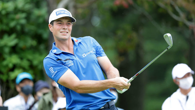 INZAI, JAPAN - OCTOBER 15: Viktor Hovland of Norway hits his tee shot on the 3rd hole during the third round of the ZOZO Championship at Accordia Golf Narashino Country Club on October 15, 2022 in Inzai, Chiba, Japan.