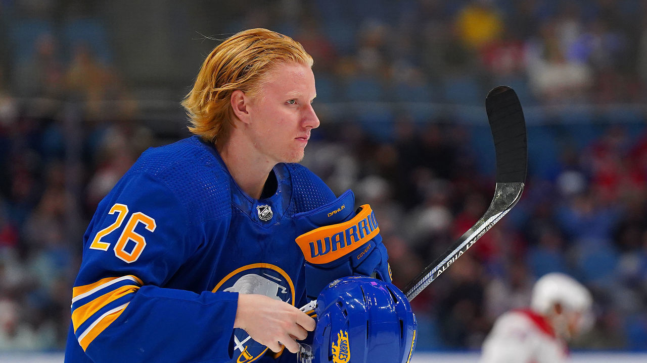 BUFFALO, NY - OCTOBER 27: Rasmus Dahlin #26 of the Buffalo Sabres during the game against the Montreal Canadiens at KeyBank Center on October 27, 2022 in Buffalo, New York.