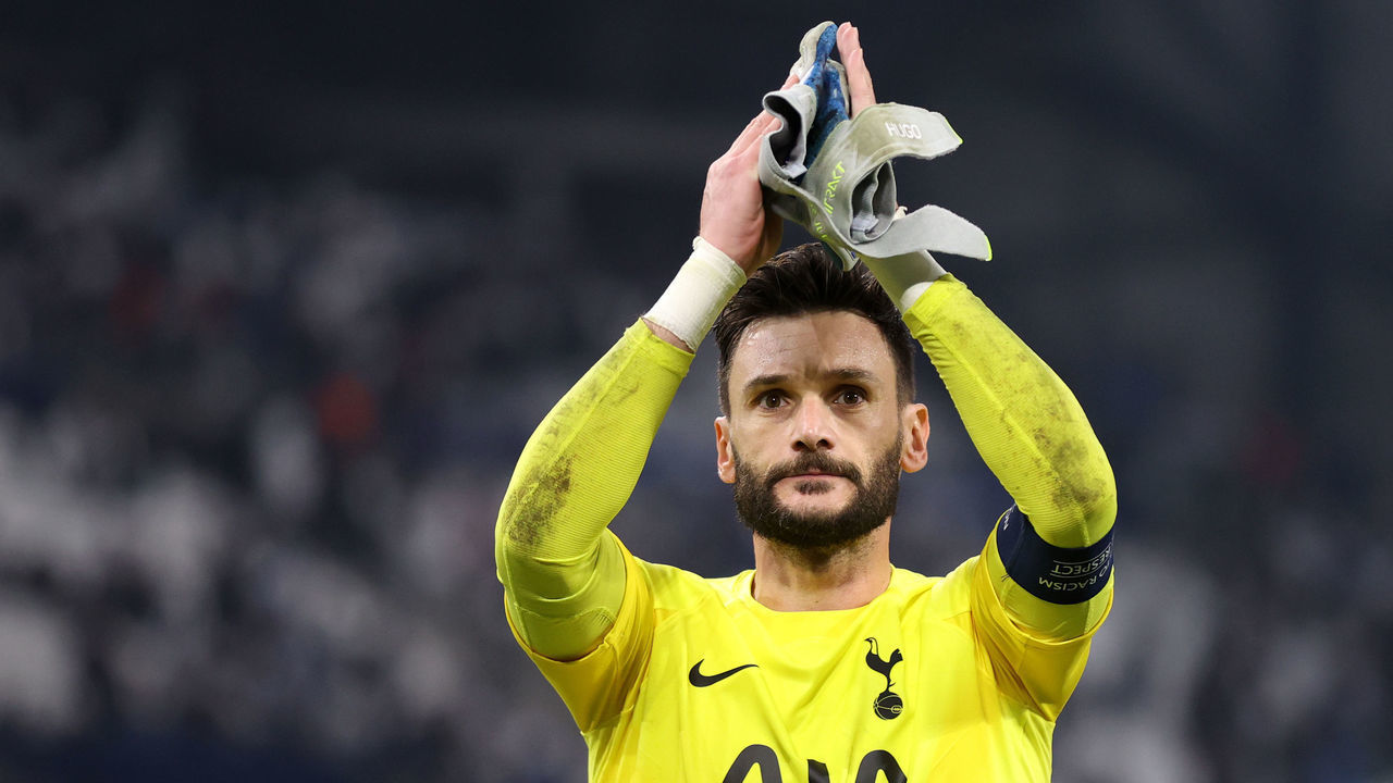 MARSEILLE, FRANCE - NOVEMBER 01: Hugo Lloris of Tottenham Hotspur applauds the fans after their sides victory during the UEFA Champions League group D match between Olympique Marseille and Tottenham Hotspur at Orange Velodrome on November 01, 2022 in Marseille, France.