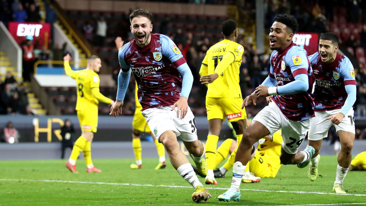 Burnley's Halil Dervisoglu celebrates scoring their side's third goal of the game during the Sky Bet Championship match at Turf Moor, Burnley. Picture date: Tuesday November 2, 2022.
