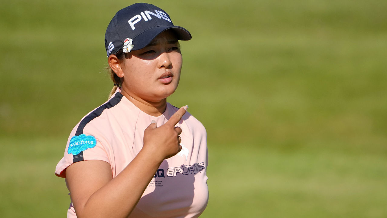 OTSU, JAPAN - NOVEMBER 03: Ai Suzuki of Japan is seen on the 18th hole during the first round of the TOTO Japan Classic at Seta Golf Course North Course on November 3, 2022 in Otsu, Shiga, Japan.
