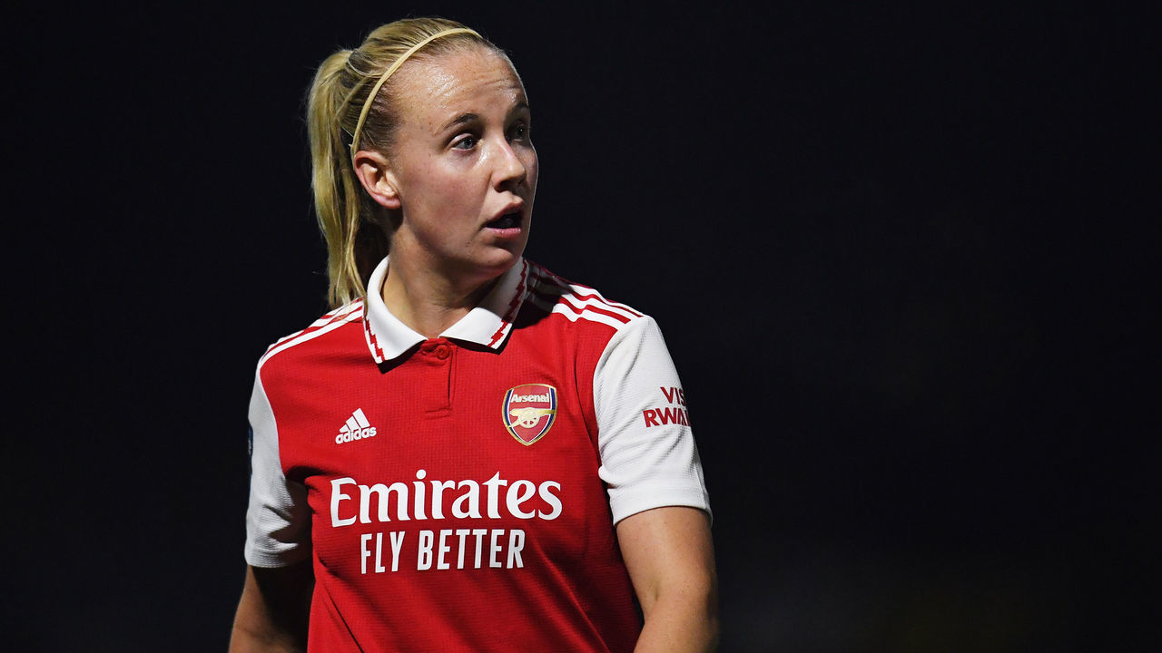 BOREHAMWOOD, ENGLAND - OCTOBER 30: Beth Mead of Arsenal looks on during the Barclays FA Women's Super League match between Arsenal and West Ham United at Meadow Park on October 30, 2022 in Borehamwood, England.