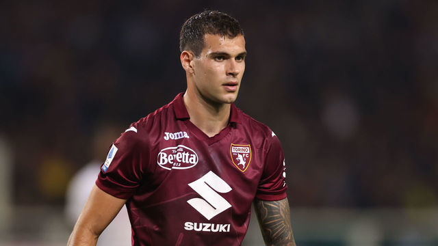 TURIN, ITALY - OCTOBER 30: Pietro Pellegri of Torino FC during the Serie A match between Torino FC and AC Milan at Stadio Olimpico di Torino on October 30, 2022 in Turin, Italy.