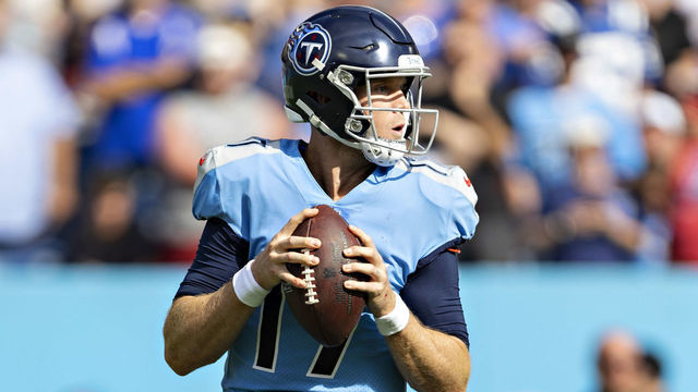 NASHVILLE, TENNESSEE - OCTOBER 23: Ryan Tannehill #22 of the Tennessee Titans drops back to pass during a game against the Indianapolis Colts at Nissan Stadium on October 23, 2022 in Nashville, Tennessee. The Titans defeated the Colts 19-10.