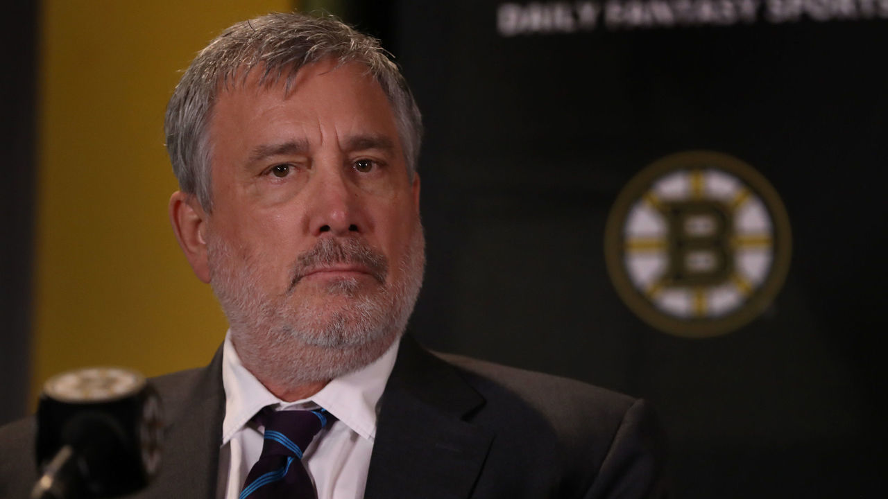 (071122 Boston, MA): Cam Neely ,president, takes a question as the Boston Bruins introduce their new head coach, Jim Montgomery, during a press conference at the TD Garden on Monday,July 11, 2022 in Boston, MA.