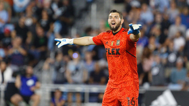 ST. PAUL, MN - SEPTEMBER 13: Maxime Crepeau #16 of LAFC during a game between Los Angeles FC and Minnesota United FC at Allianz Field on September 13, 2022 in St. Paul, Minnesota.