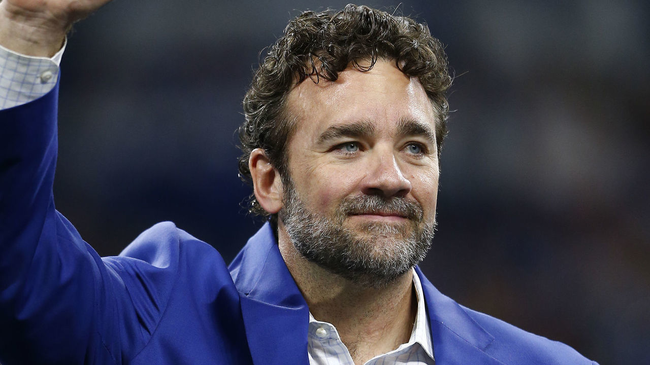 INDIANAPOLIS, IN - OCTOBER 30: Former Indianapolis Colts Center Jeff Saturday and Colts Ring of Honor member during an NFL game between the Washington Commanders and the Indianapolis Colts on October 30, 2022 at Lucas Oil Stadium in Indianapolis, IN.