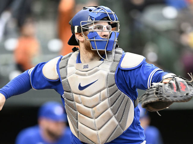 Danny Jansen catching for Blue Jays Sunday