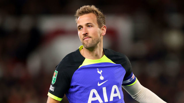 NOTTINGHAM, ENGLAND - NOVEMBER 09: Harry Kane of Tottenham Hotspur during the Carabao Cup Third Round match between Nottingham Forest and Tottenham Hotspur at City Ground on November 9, 2022 in Nottingham, England.