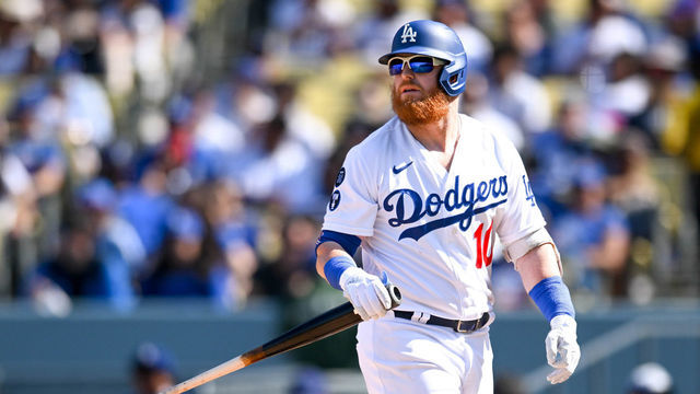Los Angeles, CA - October 05:Dodgers Justin Turner, #10, at bat against the Rockies at Dodger stadium Wednesday, October 5, 2022.