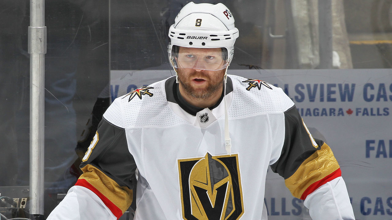 TORONTO, CANADA - NOVEMBER 8: Phil Kessel #8 of the Vegas Golden Knights warms up before the game against the Toronto Maple Leafs in an NHL game at Scotiabank Arena on November 8, 2022 in Toronto, Ontario, Canada.