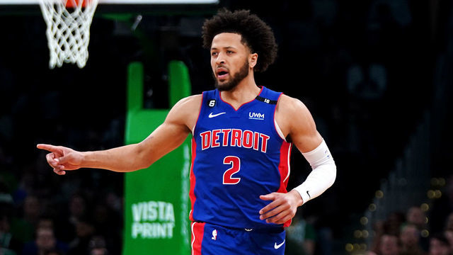 BOSTON, MASSACHUSETTS - NOVEMBER 09: Cade Cunningham #2 of the Detroit Pistons brings the ball up court during the first quarter of the game against the Boston Celtics at TD Garden on November 09, 2022 in Boston, Massachusetts.