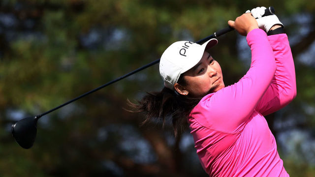 WONJU, SOUTH KOREA - OCTOBER 22: Allisen Corpuz of the United States plays her shot from the third tee during the third round of the BMW Ladies Championship at Oak Valley Country Club on October 22, 2022 in Wonju, South Korea.