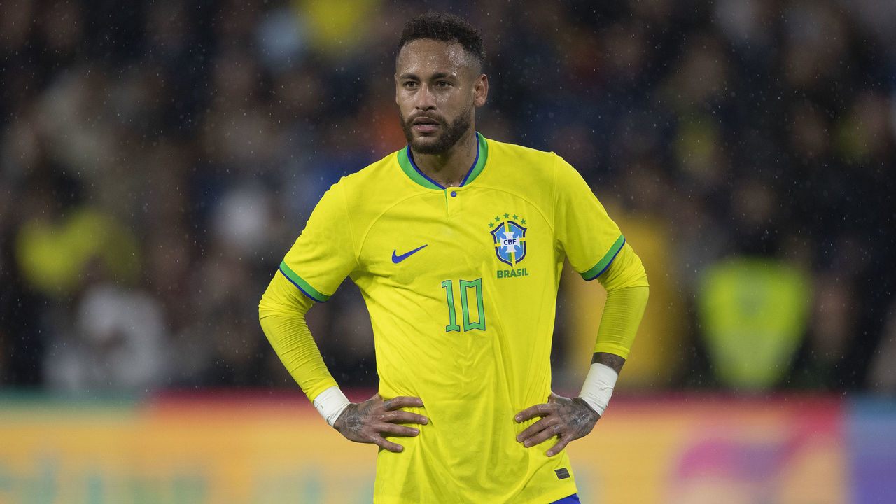 LE HAVRE, FRANCE - SEPTEMBER 23: Neymar of Brazil during the International Friendly match between Brazil and Ghana at Stade Oceane on September 23, 2022 in Le Havre, France.