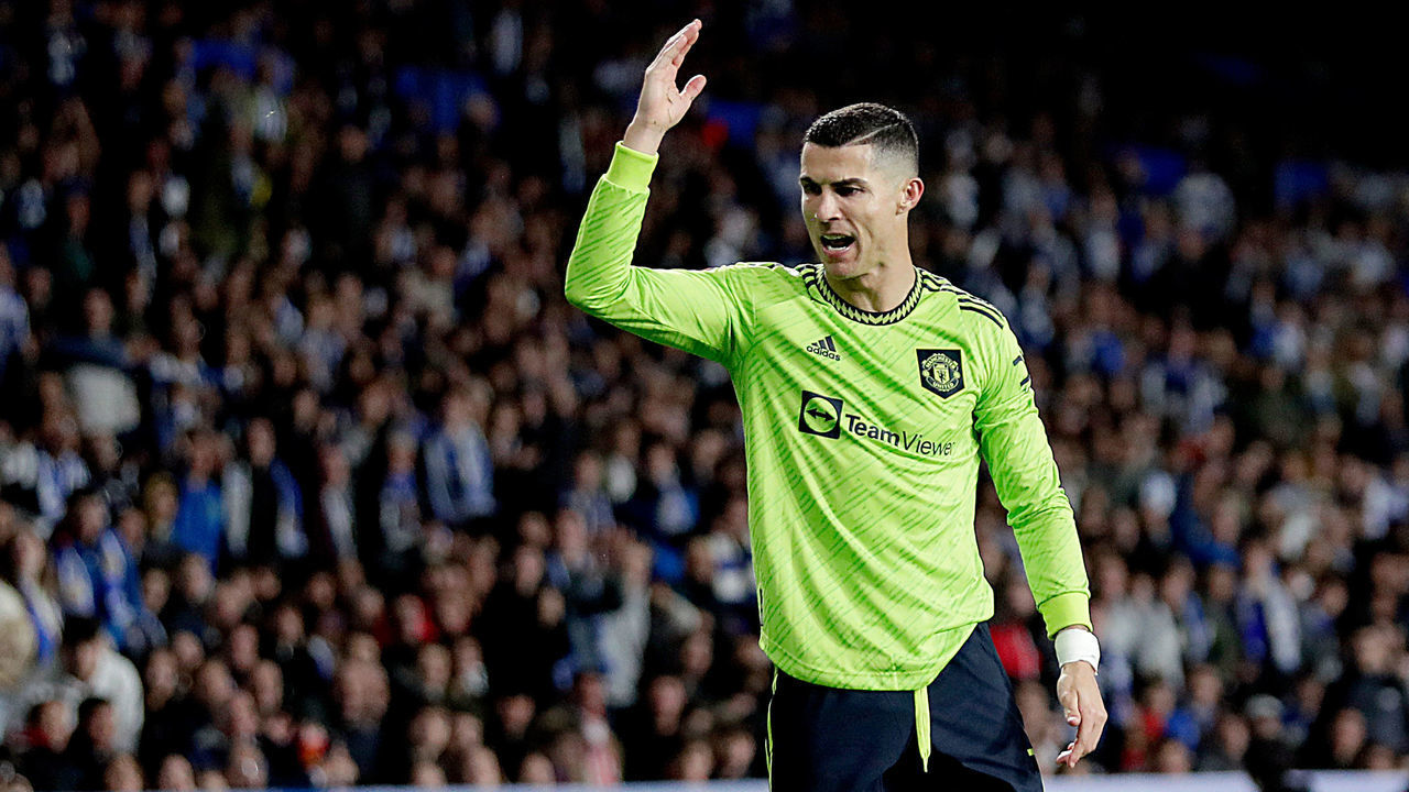 SAN SEBASTIAN, SPAIN - NOVEMBER 3: Cristiano Ronaldo of Manchester United during the UEFA Europa League match between Real Sociedad v Manchester United at the Estadio Reale Arena on November 3, 2022 in San Sebastian Spain