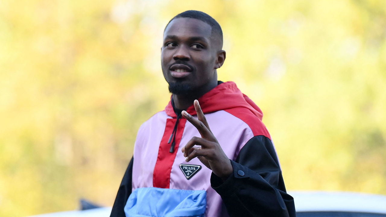 France's Marcus Thuram arrives for a get-together, two days before the French national team leave for the upcoming Qatar 2022 World Cup football tournament, at the team's training ground in Clairefontaine-en-Yvelines, outside Paris on November 14, 2022. - The week-long countdown to the World Cup in Qatar begins as the world's leading footballers focused their attention on one of the most controversial tournaments in history. The first World Cup to be held in the Arab world will kick off on November 20, 2022, when the host nation face Ecuador.