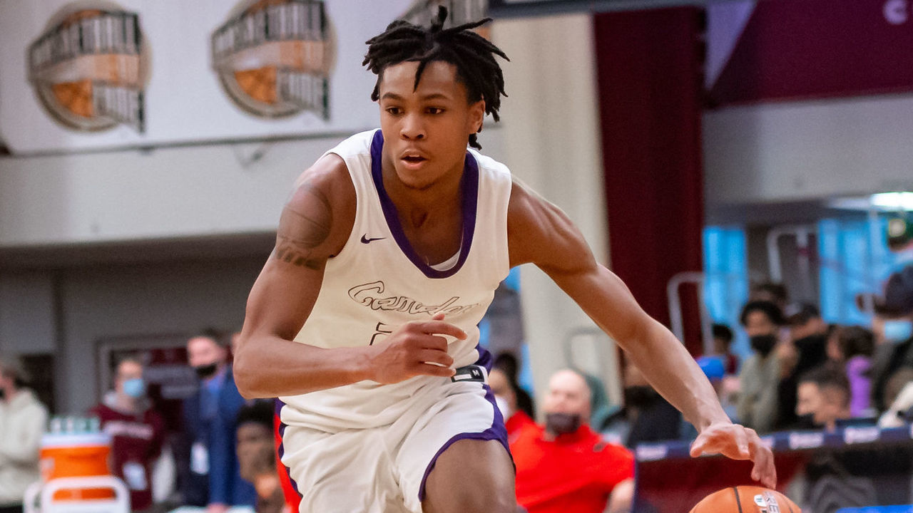 SPRINGFIELD, MA - JANUARY 17: DJ Wagner of Camden (21) during the second half of the Spalding Hoophall Classic high school basketball game between Camden and Milton on January 17, 2022 at Blake Arena in Springfield, MA