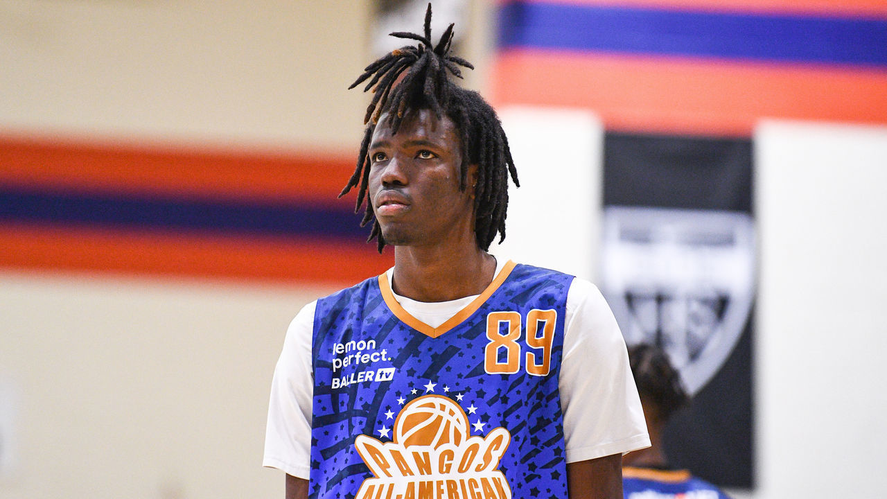 LAS VEGAS, NV - JUNE 05: Baye Fall looks on during the Pangos All-American Camp on June 5, 2022 at the Bishop Gorman High School in Las Vegas, NV.