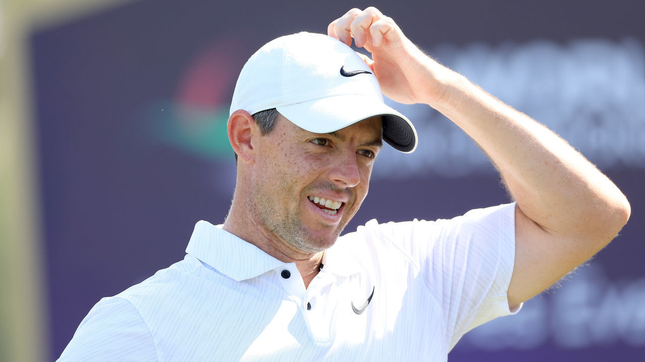 DUBAI, UNITED ARAB EMIRATES - NOVEMBER 15: Rory McIlroy of Northern Ireland waits to play a shot during the pro-am as a preview for the DP World Tour Championship on the Earth Course at Jumeirah Golf Estates on November 15, 2022 in Dubai, United Arab Emirates.