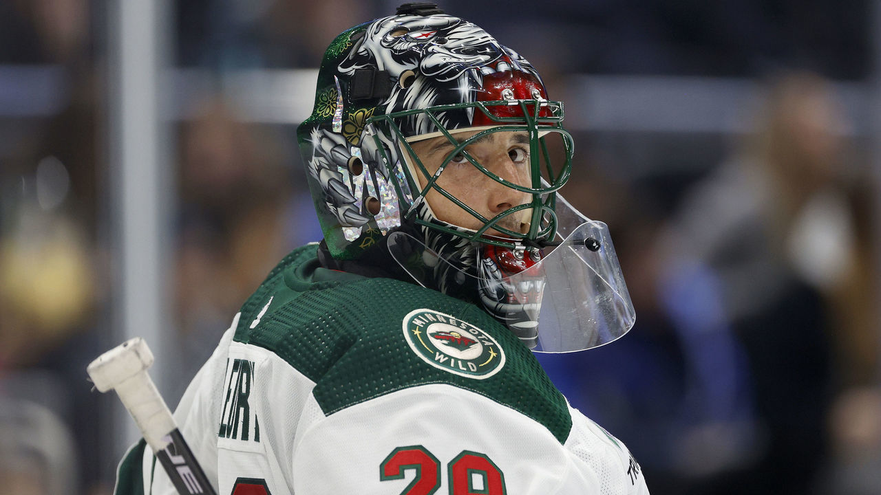 SEATTLE, WASHINGTON - NOVEMBER 11: Marc-Andre Fleury #29 of the Minnesota Wild tends net during the second period against the Seattle Kraken at Climate Pledge Arena on November 11, 2022 in Seattle, Washington.