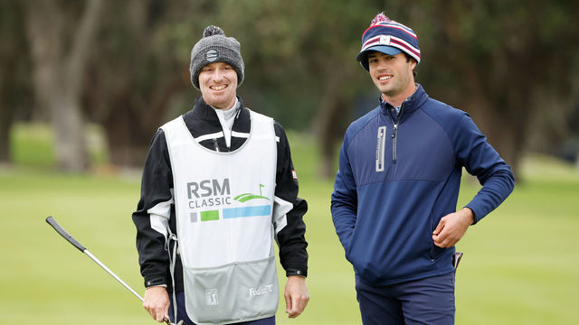 ST SIMONS ISLAND, GEORGIA - NOVEMBER 17: Cole Hammer of the United States reacts on the ninth green at Sea Island Resort Plantation Course on November 17, 2022 in St Simons Island, Georgia.