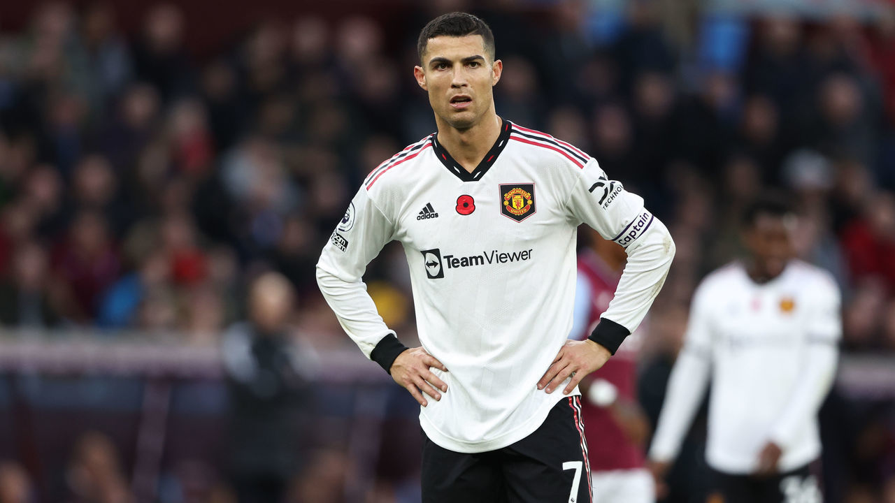 BIRMINGHAM, ENGLAND - NOVEMBER 06: Cristiano Ronaldo of Manchester United during the Premier League match between Aston Villa and Manchester United at Villa Park on November 6, 2022 in Birmingham, United Kingdom.