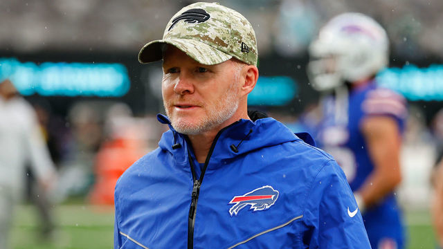 EAST RUTHERFORD, NJ - NOVEMBER 06: Buffalo Bills head coach Sean McDermott prior to the National Football League game between the New York Jets and Buffalo Bills on November 6, 2022 at MetLife Stadium in East Rutherford, New Jersey.