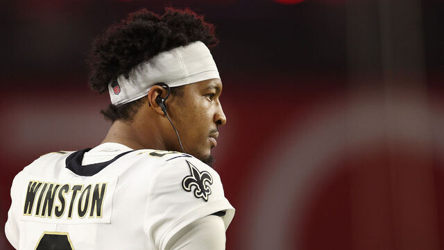 GLENDALE, ARIZONA - OCTOBER 20: Quarterback Jameis Winston #2 of the New Orleans Saints during the NFL game at State Farm Stadium on October 20, 2022 in Glendale, Arizona. The Cardinals defeated the Saints 42-34.