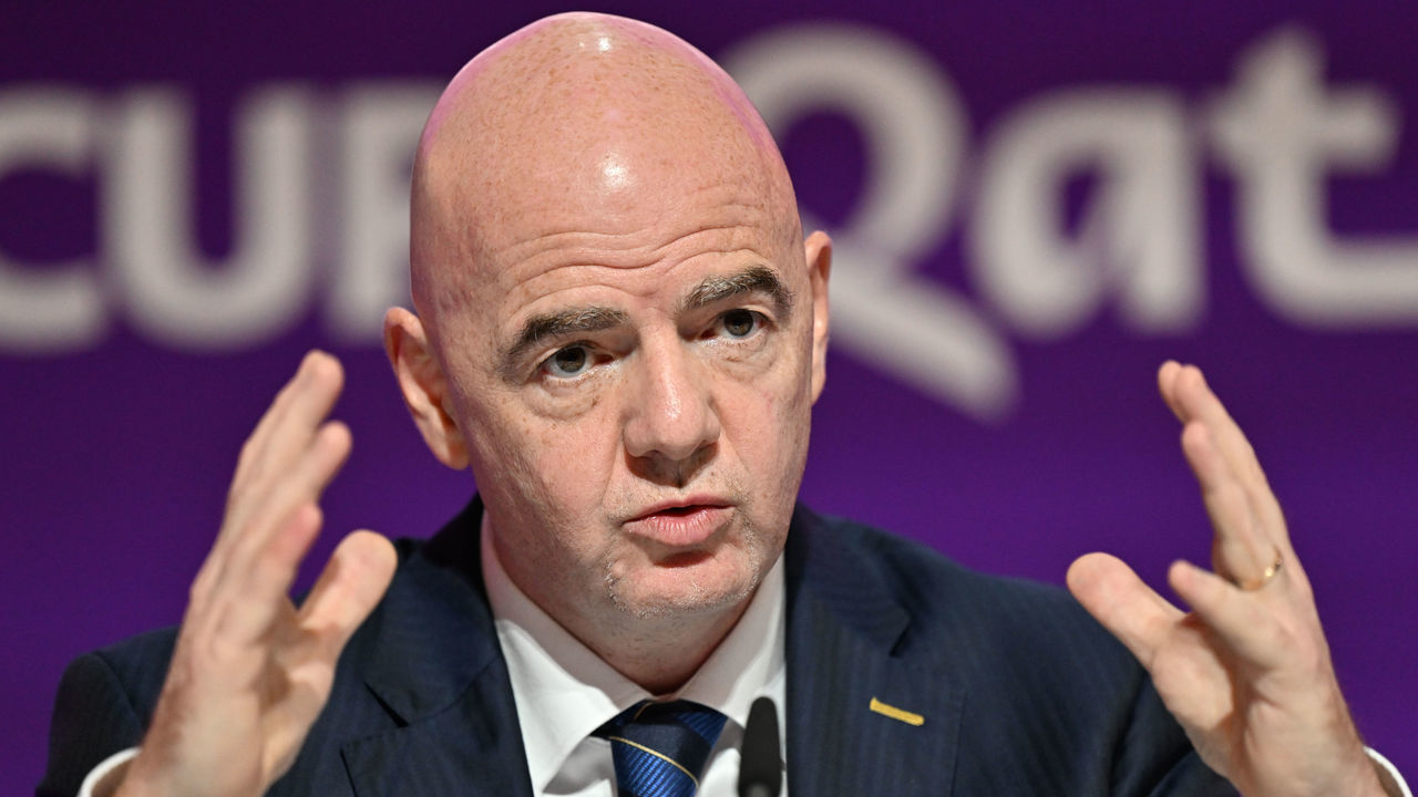 DOHA, QATAR - NOVEMBER 19: FIFA President Gianni Infantino speaks during a press conference ahead of opening match of the FIFA World Cup Qatar 2022 in Doha, Qatar on November 19, 2022.