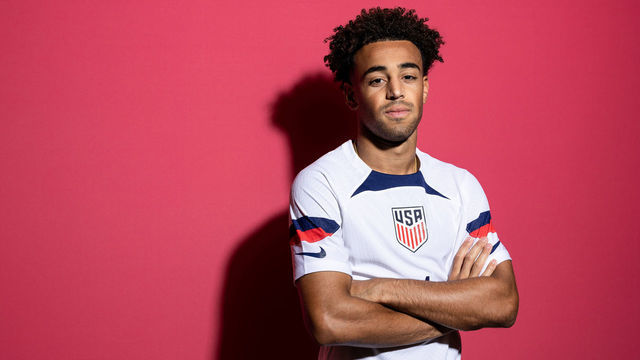 DOHA, QATAR - NOVEMBER 15: Tyler Adams of United States poses during the official FIFA World Cup Qatar 2022 portrait session at on November 15, 2022 in Doha, Qatar.