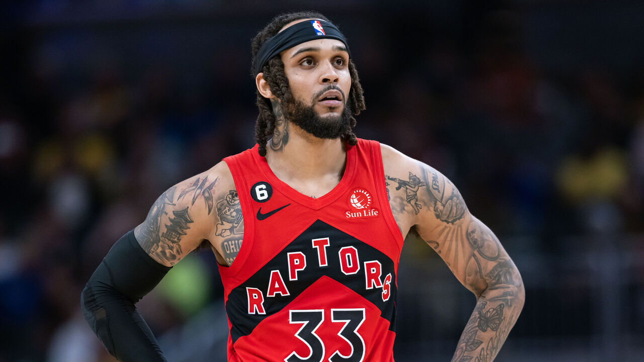 INDIANAPOLIS, IN - NOVEMBER 12: Gary Trent Jr. #33 of the Toronto Raptors is seen during the game against the Indiana Pacers at Gainbridge Fieldhouse on November 12, 2022 in Indianapolis, Indiana.