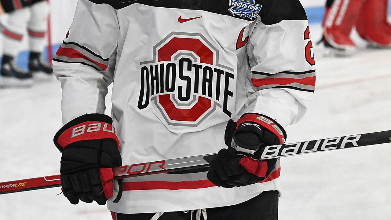UNIVERSITY PARK, PA - MARCH 20: Liz Schepers #21 of the Ohio State Buckeyes skates in warmups before the Division I Women’s Ice Hockey Championship game against the Minnesota Duluth Bulldogs held at Pegula Ice Arena on March 20, 2022 in University Park, Pennsylvania.
