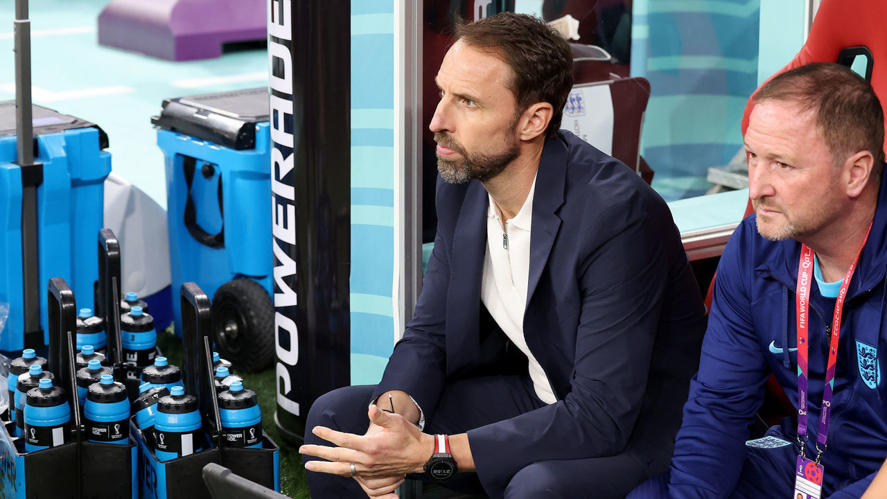 AL KHOR, QATAR - NOVEMBER 25: Coach of England Gareth Southgate during the FIFA World Cup Qatar 2022 Group B match between England and USA at Al Bayt Stadium on November 25, 2022 in Al Khor, Qatar.