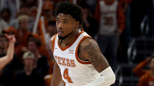 AUSTIN, TEXAS - NOVEMBER 16: Tyrese Hunter #4 of the Texas Longhorns runs up court in the game between the Gonzaga Bulldogs and the Texas Longhorns at the Moody Center on November 16, 2022 in Austin, Texas.