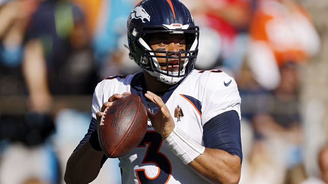 CHARLOTTE, NORTH CAROLINA - NOVEMBER 27: Russell Wilson #3 of the Denver Broncos throws the ball during the first quarter against the Carolina Panthers at Bank of America Stadium on November 27, 2022 in Charlotte, North Carolina.