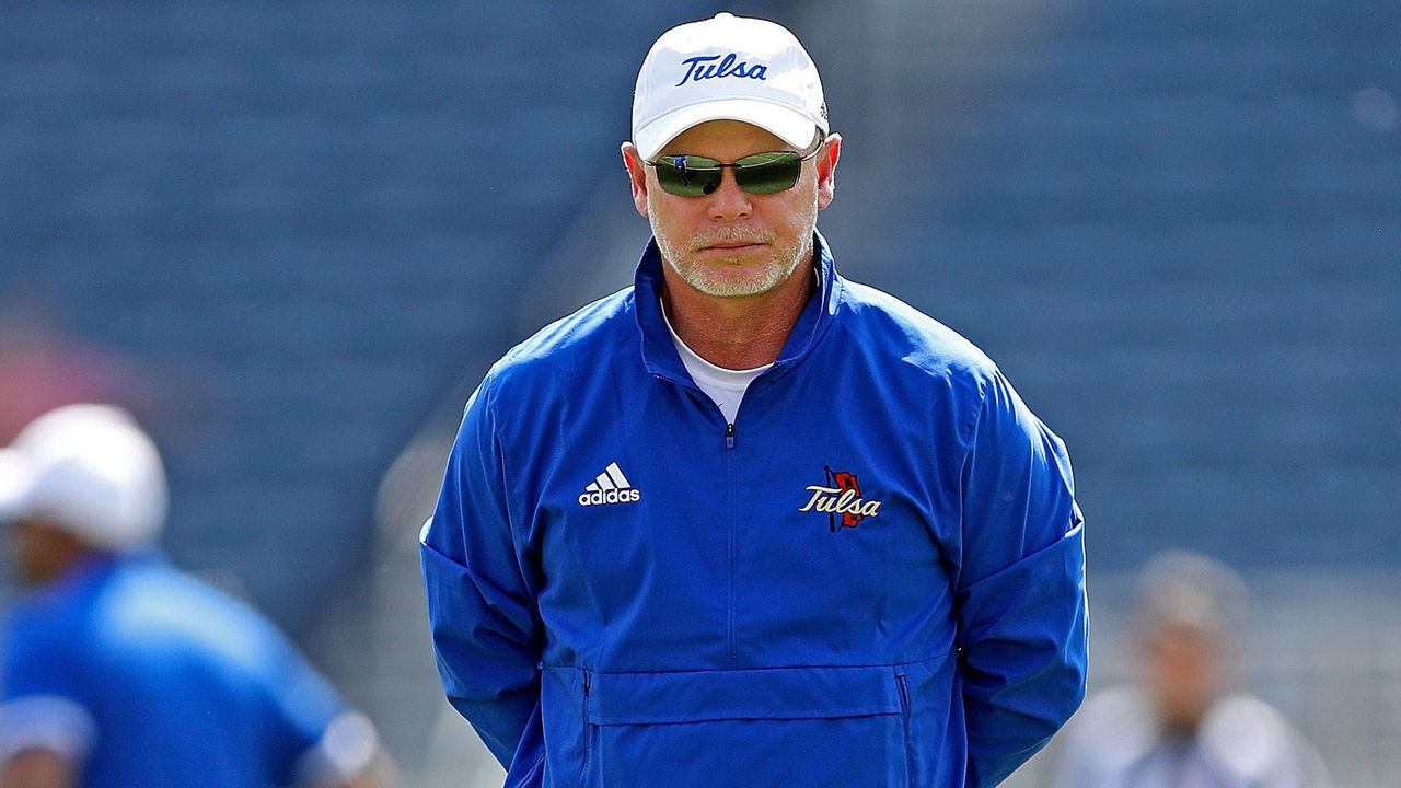 OXFORD, MISSISSIPPI - SEPTEMBER 24: head coach Philip Montgomery of the Tulsa Golden Hurricane before the game against the Mississippi Rebels at Vaught-Hemingway Stadium on September 24, 2022 in Oxford, Mississippi.