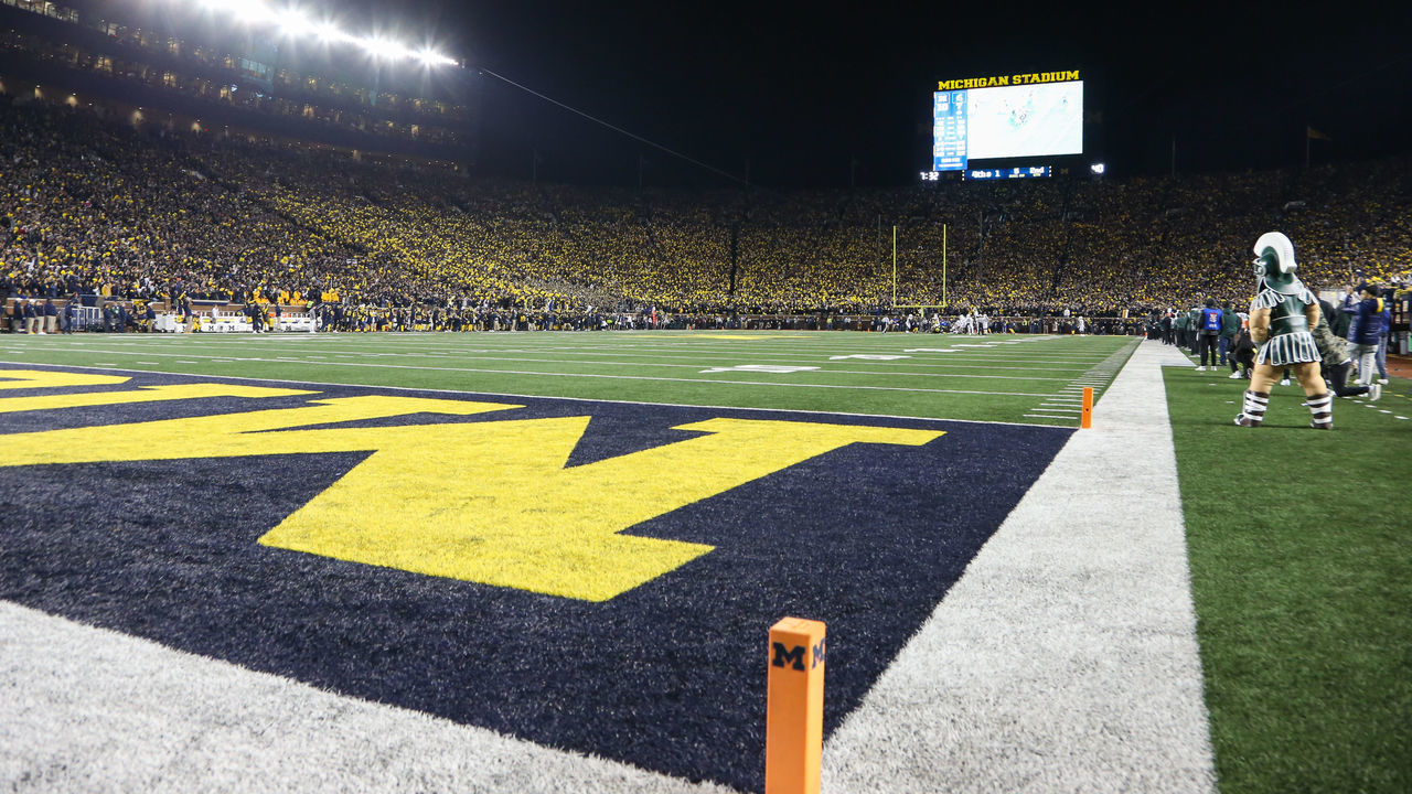 ANN ARBOR, MI - OCTOBER 29: A general ground-level view of Michigan Stadium is seen during a college football game between the Michigan State Spartans and the Michigan Wolverines on October 29, 2022 at Michigan Stadium in Ann Arbor, Michigan.