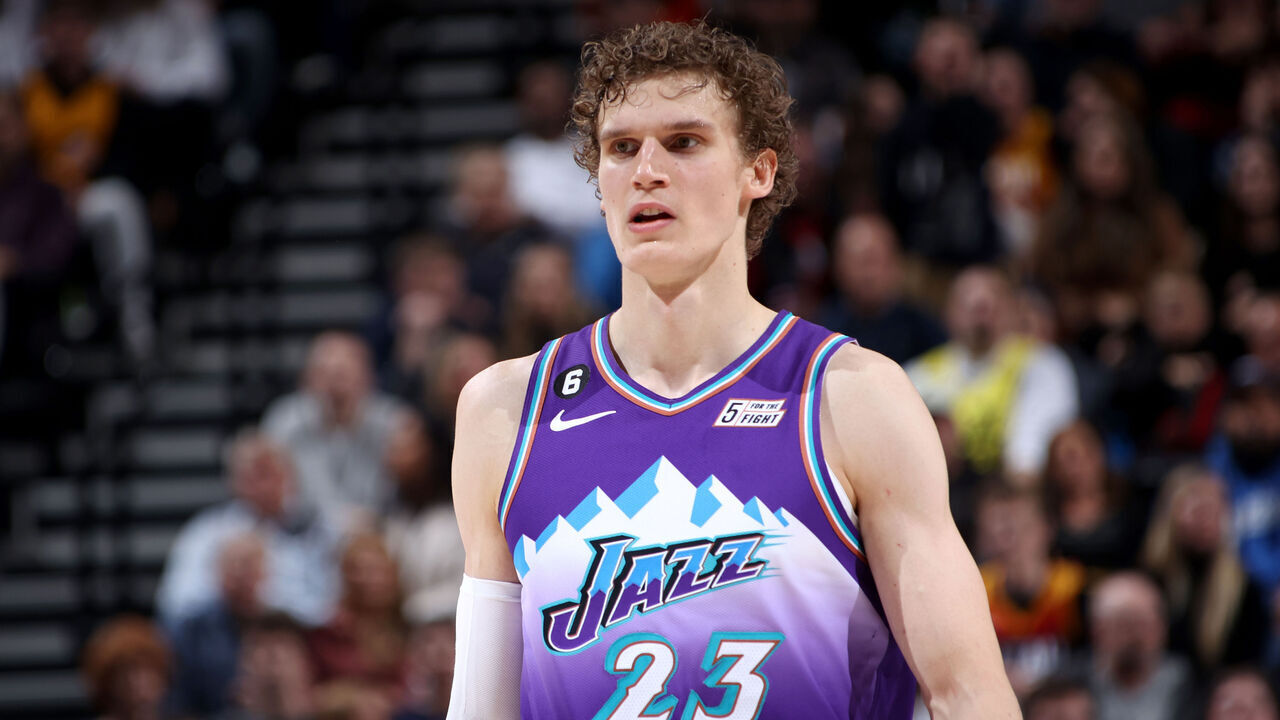 SALT LAKE CITY, UT - NOVEMBER 23: Lauri Markkanen #23 of the Utah Jazz looks on during the game against the Detroit Pistons on November 23, 2022 at vivint.SmartHome Arena in Salt Lake City, Utah. Mandatory Copyright Notice: Copyright 2022 NBAE