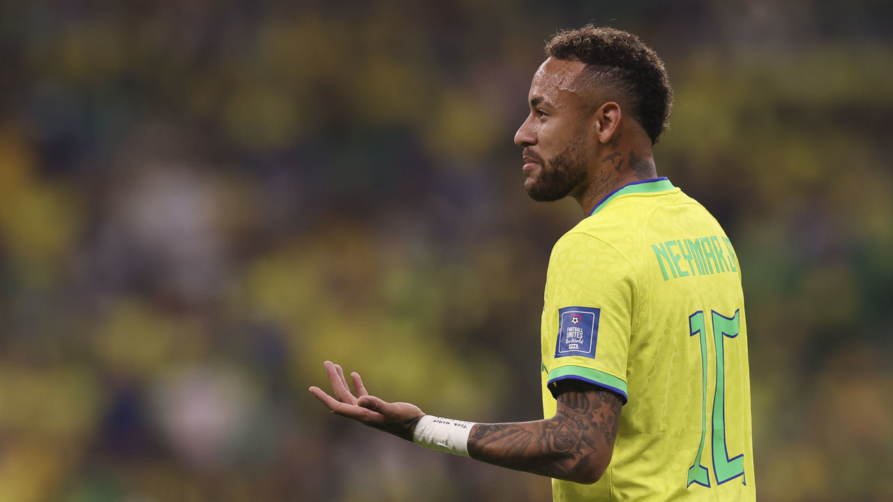 LUSAIL CITY, QATAR - NOVEMBER 24: Neymar of Brazil in action during the FIFA World Cup Qatar 2022 Group G match between Brazil and Serbia at Lusail Stadium on November 24, 2022 in Lusail City, Qatar.