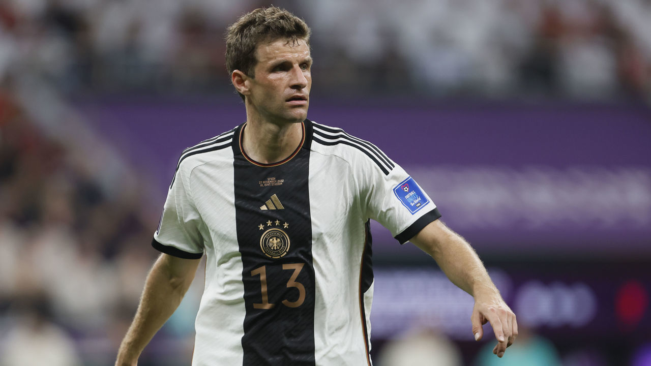 AL KHOR, QATAR - NOVEMBER 27: Thomas Muller of Germany during the FIFA World Cup Qatar 2022 Group E match between Spain and Germany at Al Bayt Stadium on November 27, 2022 in Al Khor, Qatar.