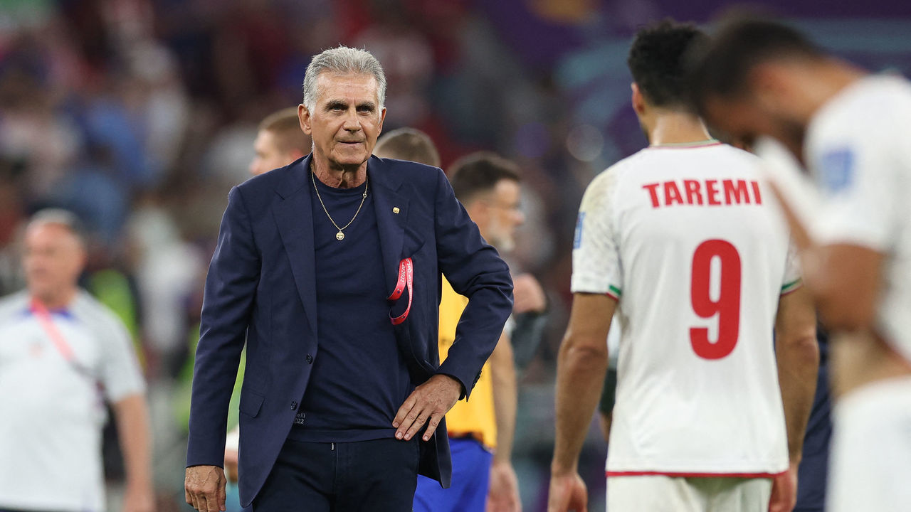 Iran's Portuguese coach Carlos Queiroz reacts at the end of the Qatar 2022 World Cup Group B football match between Iran and USA at the Al-Thumama Stadium in Doha on November 29, 2022.