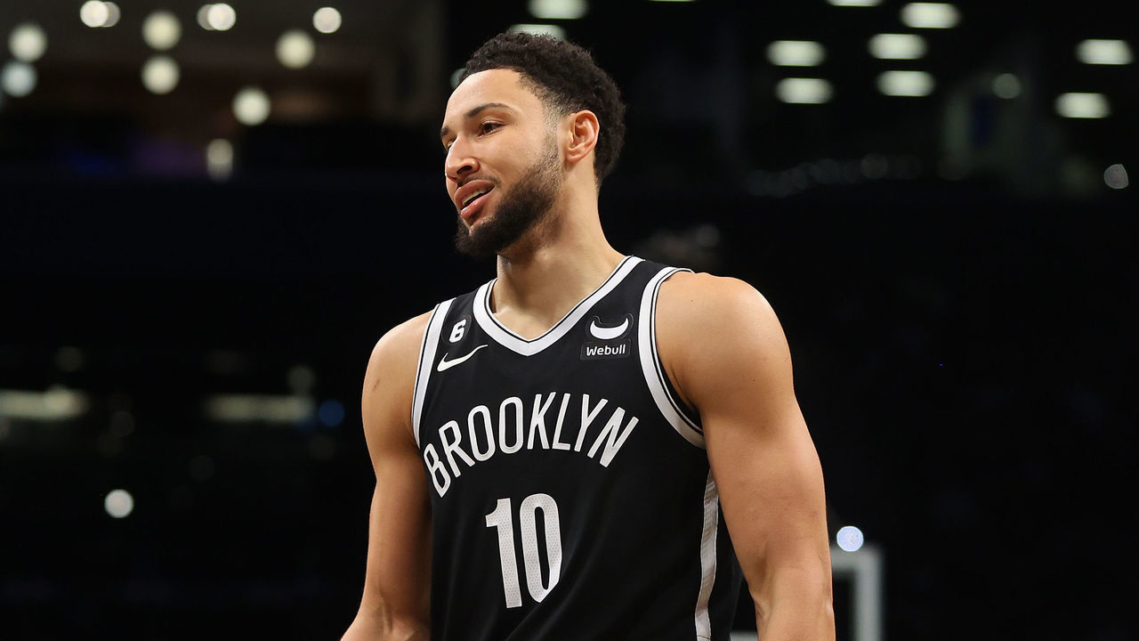 NEW YORK, NEW YORK - NOVEMBER 28: Ben Simmons #10 of the Brooklyn Nets in action against the Orlando Magic at Barclays Center on November 28, 2022 in New York City. Brooklyn Nets defeated the Orlando Magic 109-102.