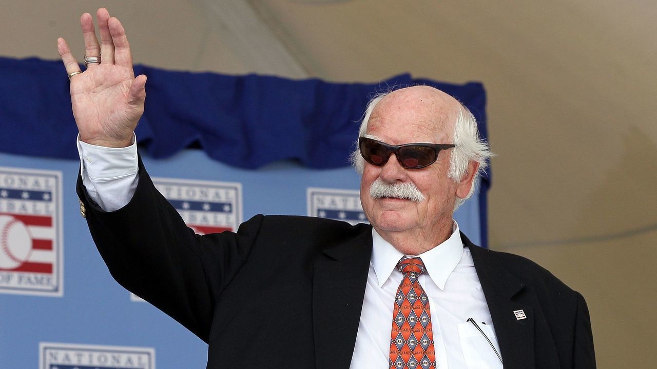 COOPERSTOWN, NY - JULY 24: Hall of Famer Gaylord Perry is introduced at Clark Sports Center during the Baseball Hall of Fame induction ceremony on July 24, 2011 in Cooperstown, New York.
