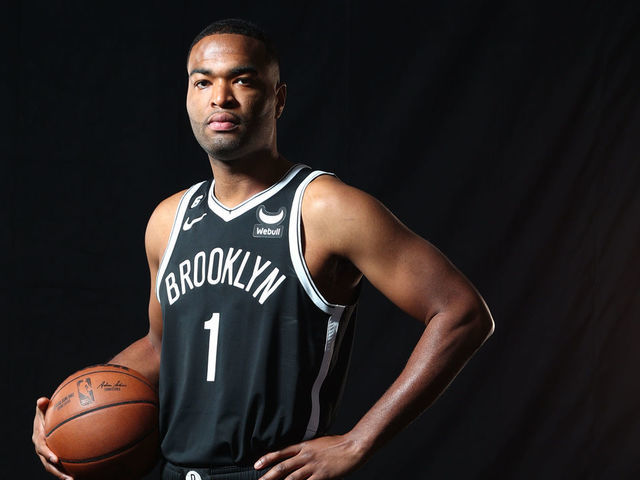 BROOKLYN, NY - SEPTEMBER 26: T.J. Warren #1 of the Brooklyn Nets poses for a portrait on September 26, 2022 during NBA Media Day at HSS Training Center in Brooklyn, New York. Mandatory Copyright Notice: Copyright 2022 NBAE