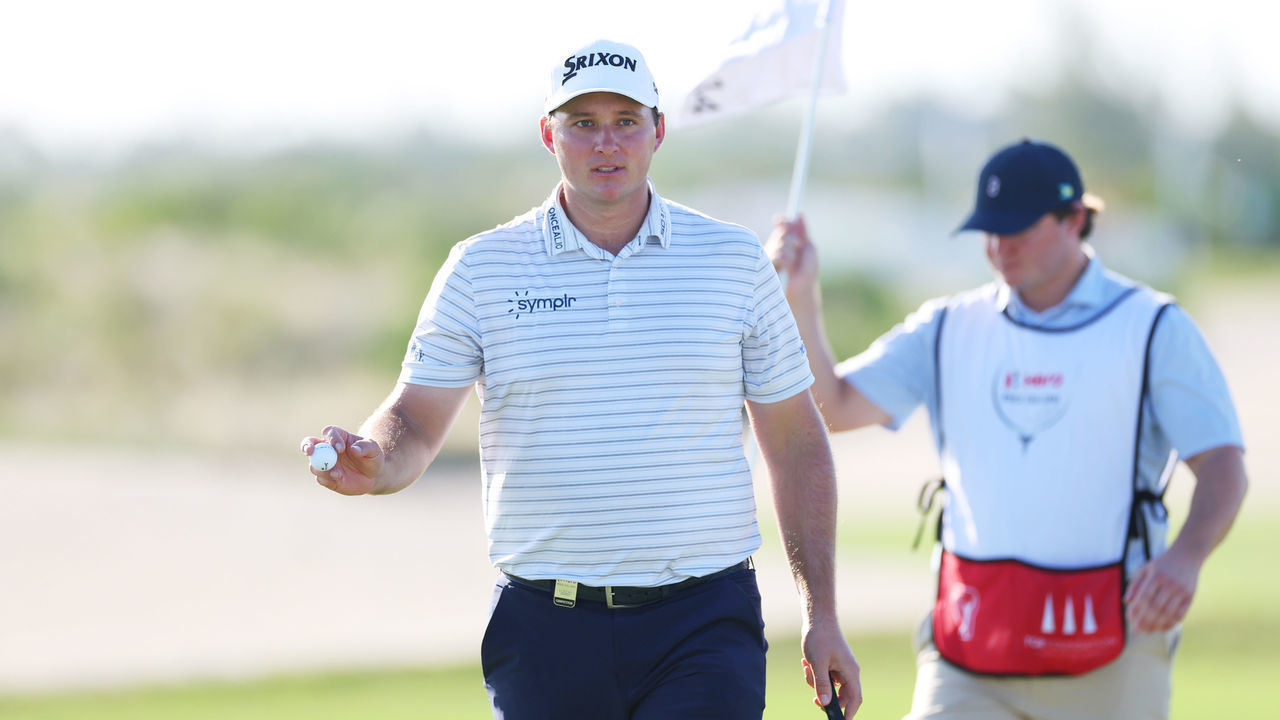 NASSAU, BAHAMAS - DECEMBER 01: Sepp Straka of Austria reacts on the 14th green during the first round of the Hero World Challenge at Albany Golf Course on December 01, 2022 in Nassau, Bahamas.